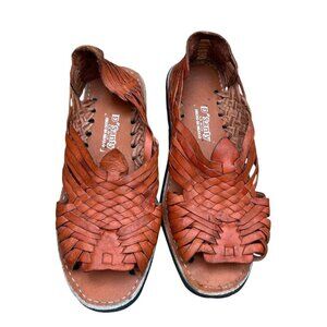 D'Santy Men's Mexican Brown Woven Leather Huaraches Size Mexican 7 US 8